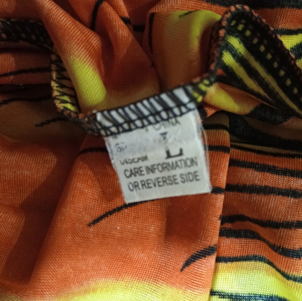 Vibrant Orange Maxi Dress with Peacock Pattern - Picture 2 of 2